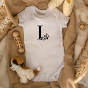 Body personnaliser lettre fleurie