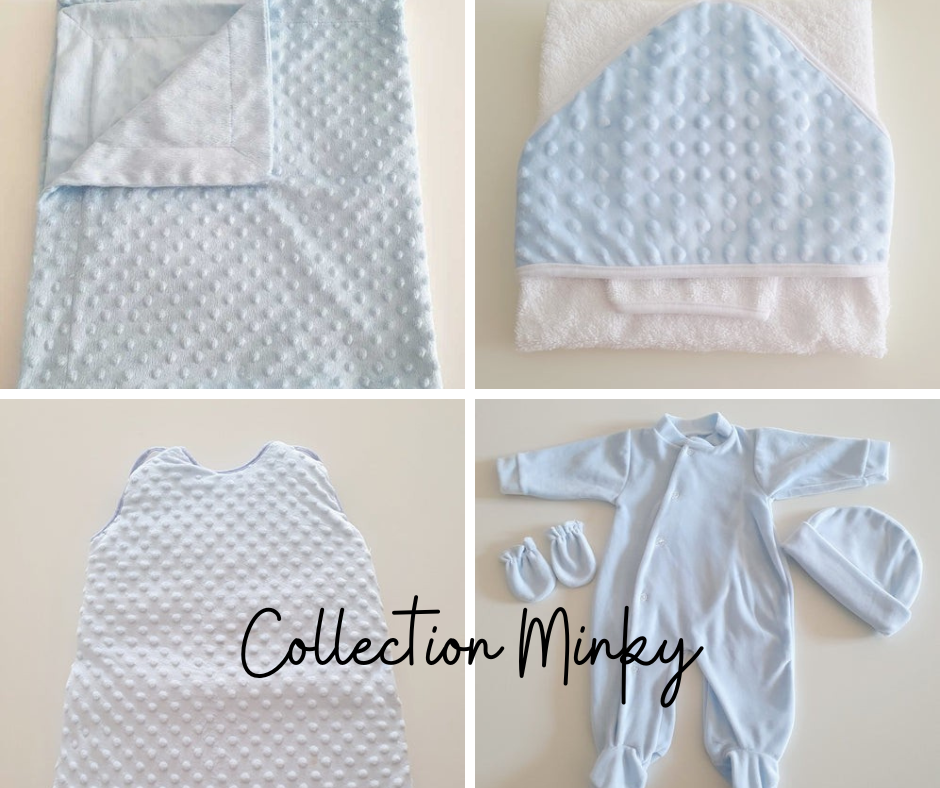 Collection d'articles bébé personnalisés Minky