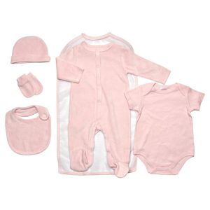 Ensemble naissance velours rose 0-3